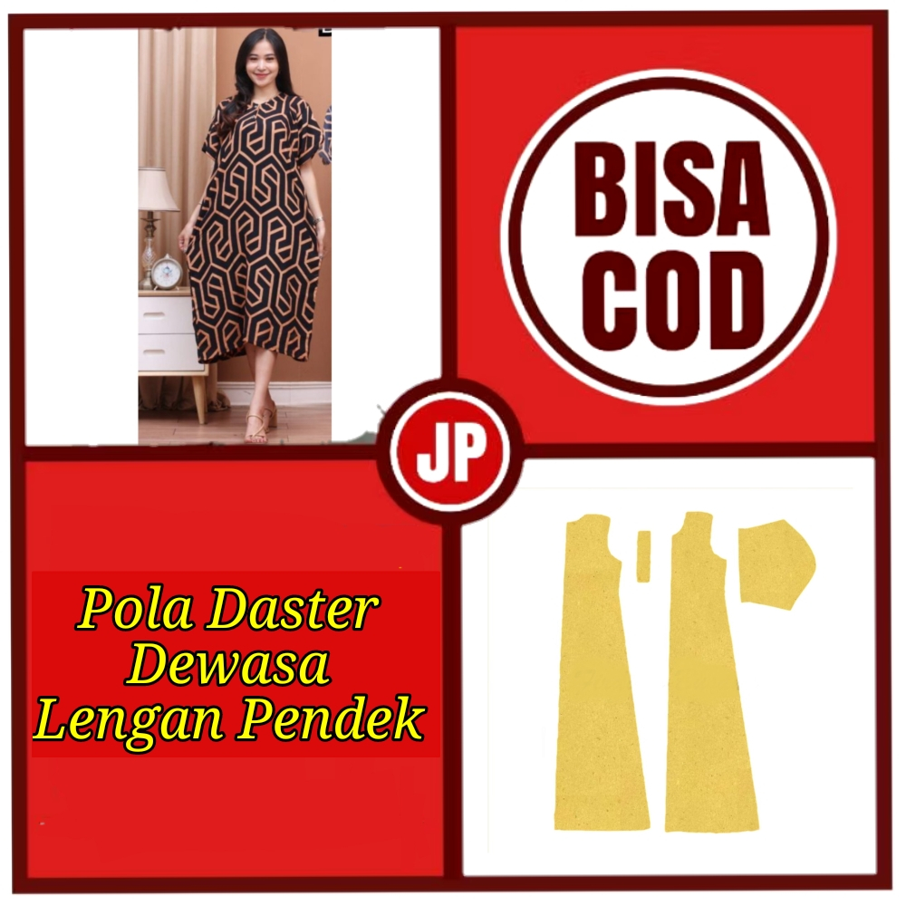 Pola Daster Dewasa Lengan Pendek Wanita/Pola Daster/Pola Jahit Daster/