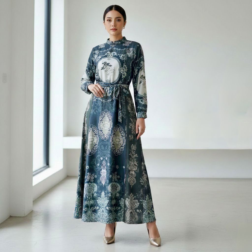 ZAYYANA LD 110 DRESS MAXI RESLETING BUSUI LENGAN PANJANG ARMANI SILK