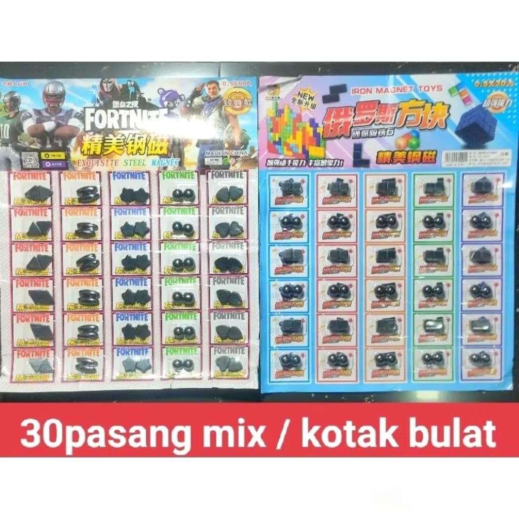 Grosir Mainan Magnet Bentuk Campur /Mix 30Pasang Lembar
