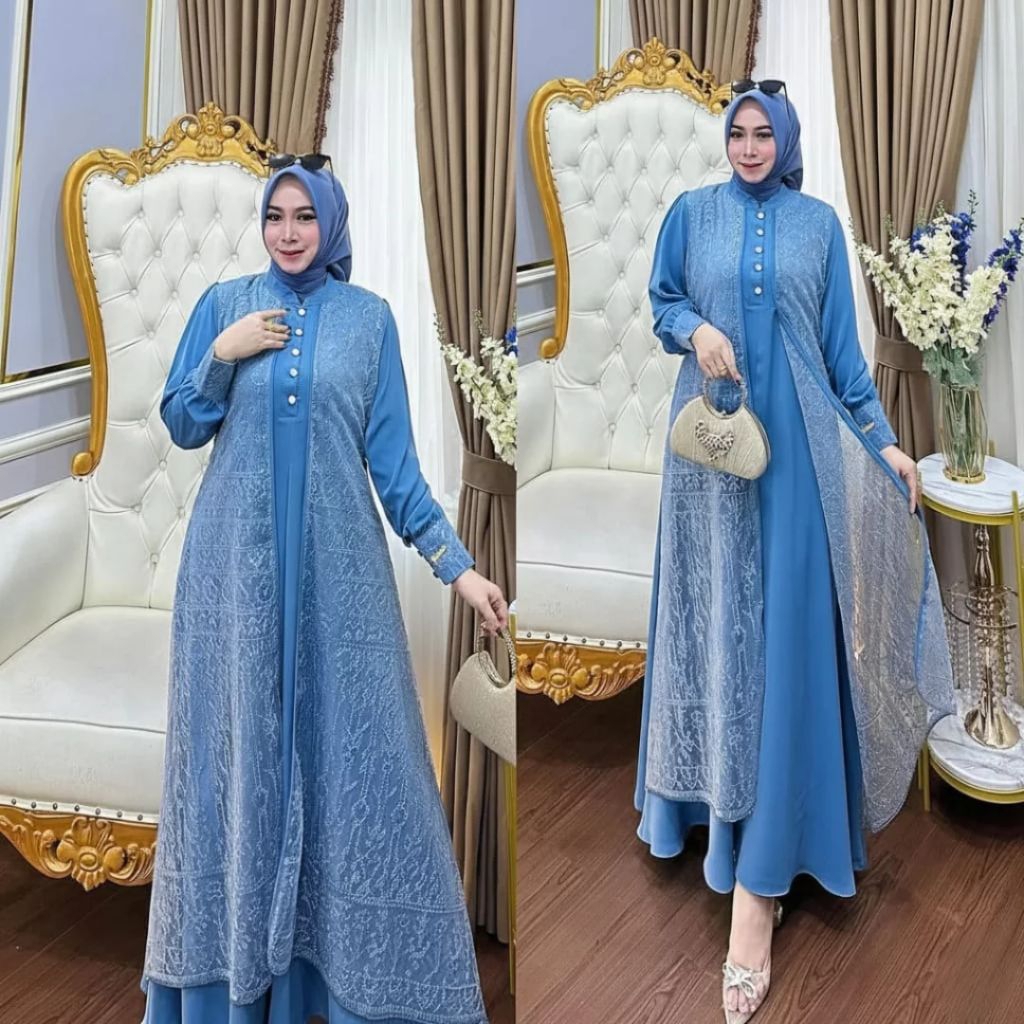 TANIA DREES GAMIS LEBARAN CERUTY BABY DOLL  MIX BURKAT KEKINIAN BAJU PESTA MEWAH ELEGANT MODEL TERBA