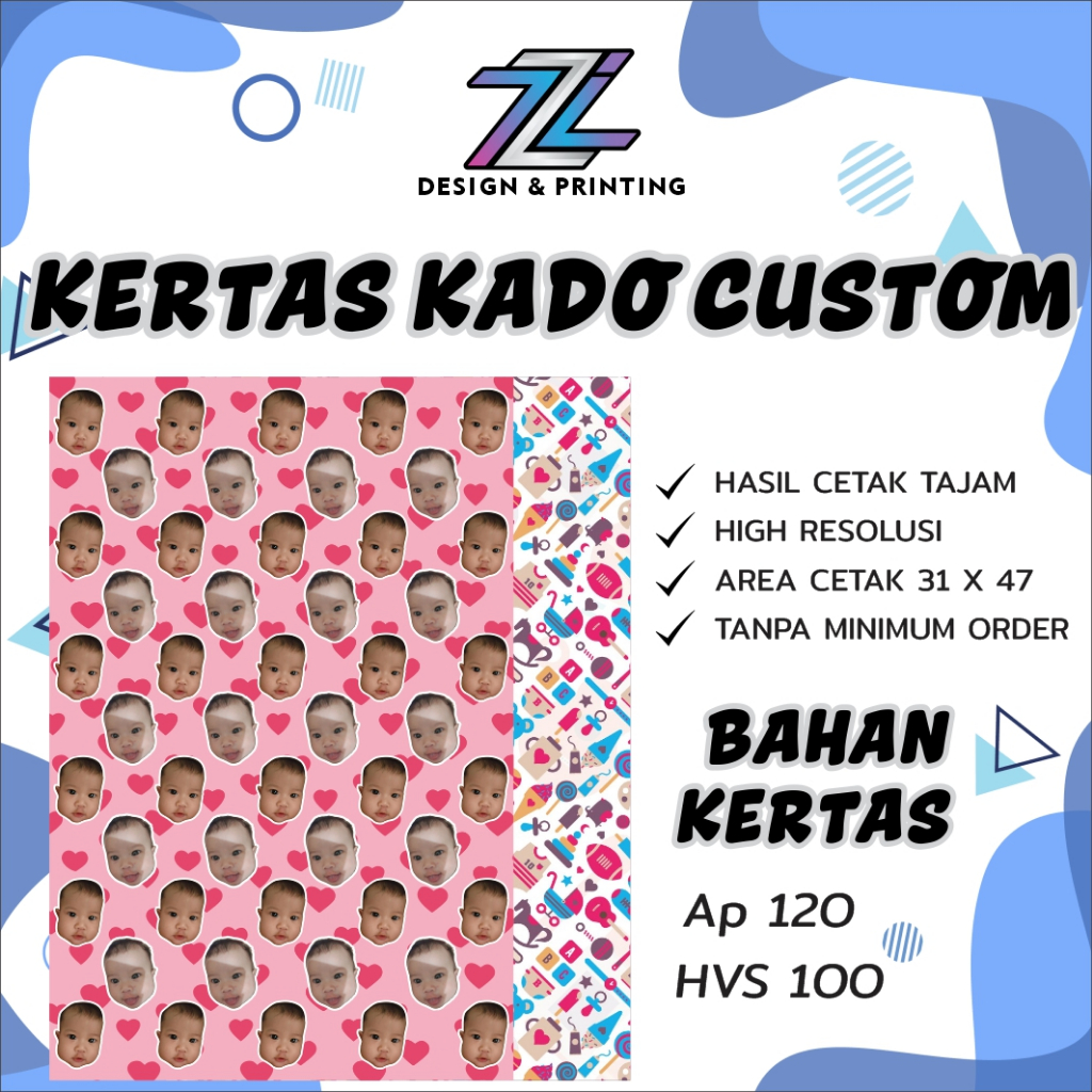 Kertas Kado Custom A3+ | Cetak Foto Sendiri
