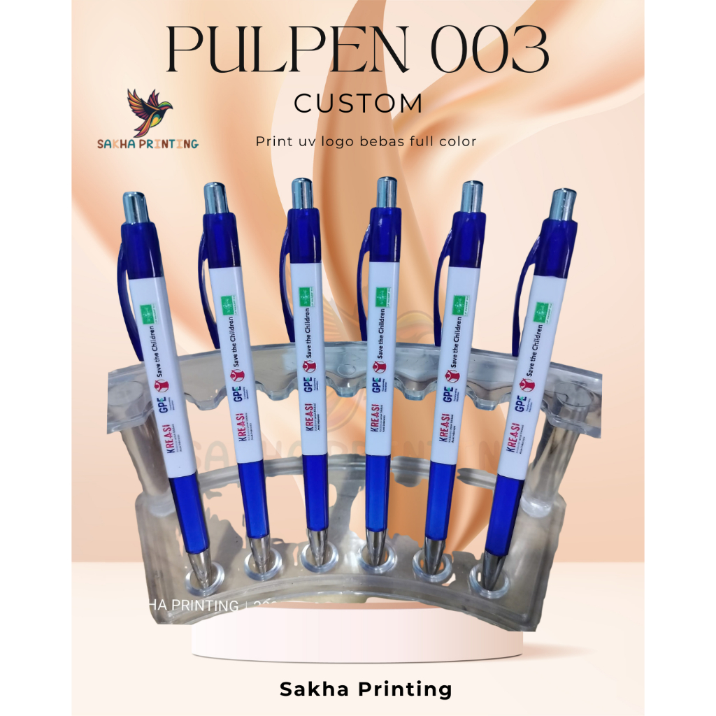 Pulpen Custom/Pulpen Custom Print UV/Pulpen Souvenir/Pulpen Plastik Custom/Pulpen Tutup Putih Custom