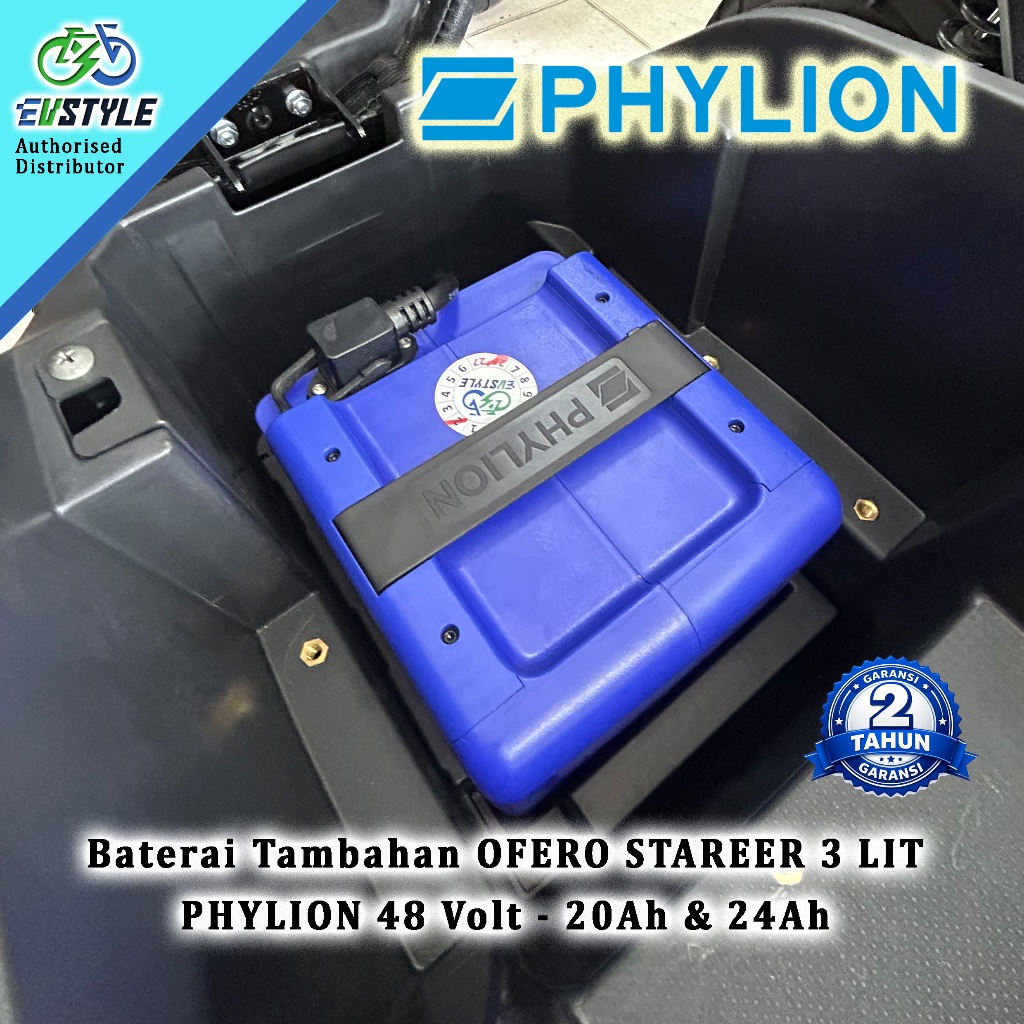 Baterai Tambahan/Gendong + Set Kabel OFERO STAREER 3 LIT - PHYLION 48V 20Ah & 24Ah