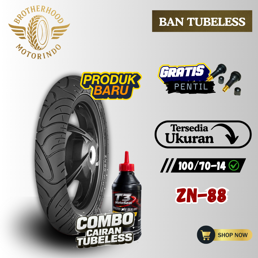BAN ZENEOS ZN88 TUBELESS (100/70-14 / 100 70 14) BAN TUBBLES RING 14 / TUBBLES RING 14 / BAN MOTOR R