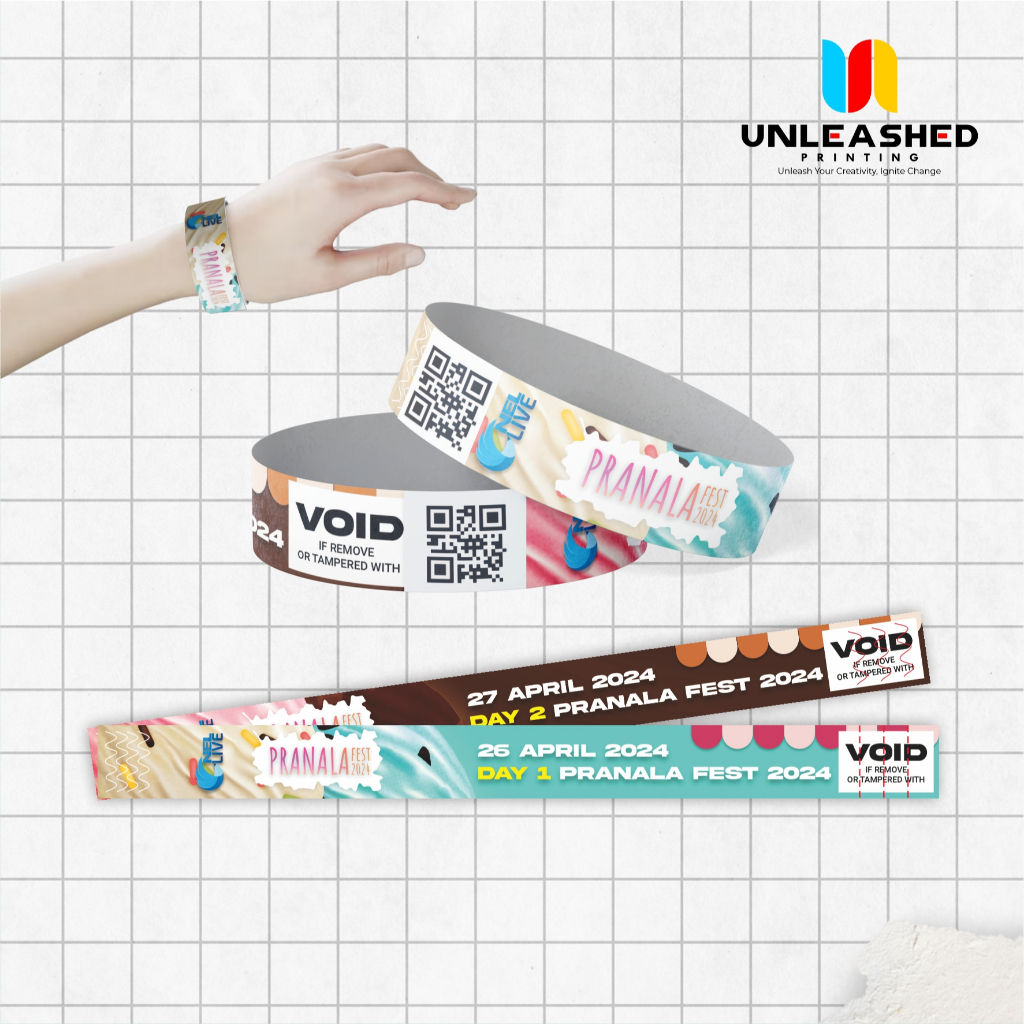 Tiket Gelang Custom | Paper Wristband Custom Unleashed Printing