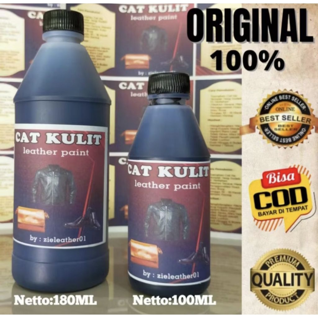 Cat jaket kulit hitam permanen, Cat bahan kulit asli/ Sinten, Isi Banyak
