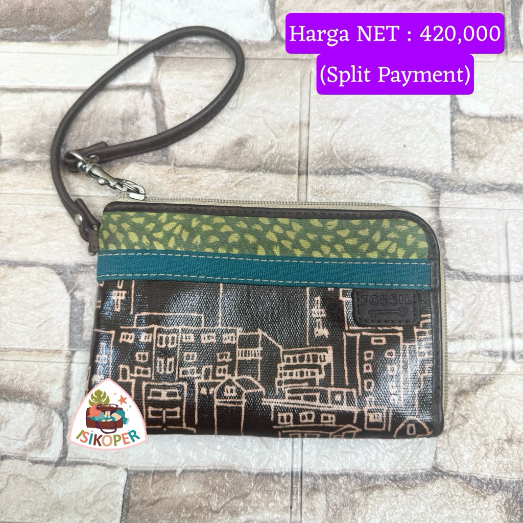 550# NET-Preloved Fossil Keyper Wristlet Dompet