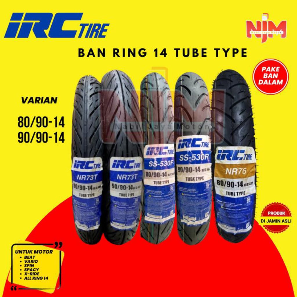Ban motor Matic IRC Ring 14,Tubeles/Ban motor Mio,Beat,Vario,Dll