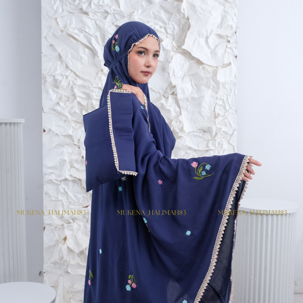 MHALIMAH83 - Mukena Dewasa Rayon Premium Bordir Motif Tulip