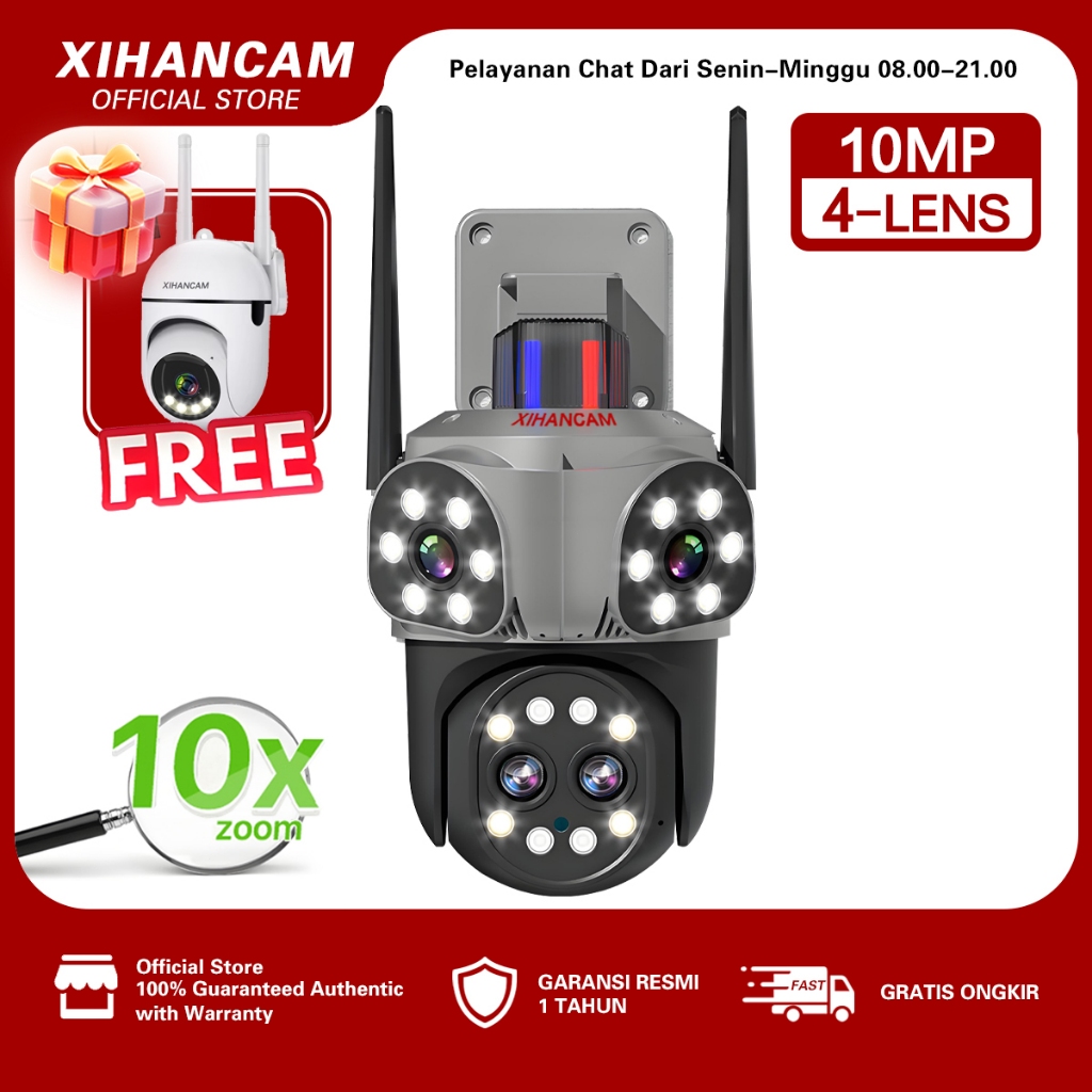 XIHANCAM 10MP CCTV Outdoor Wifi Waterproof Zoom 10X IP Kamera 360 CCTV Wifi Jarak Jauh Lewat HP
