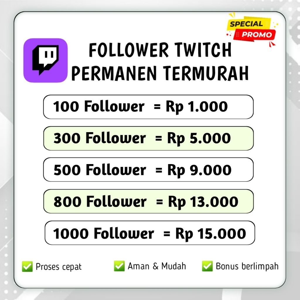 Followers Twitch indonesia permanen BERGARANSI