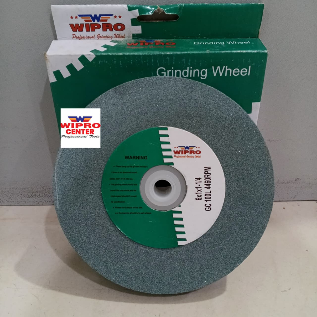Wipro Batu Gerinda Hijau 6 inch GC100L/ Batu Asah Duduk 6 Inch #100 Grade 100