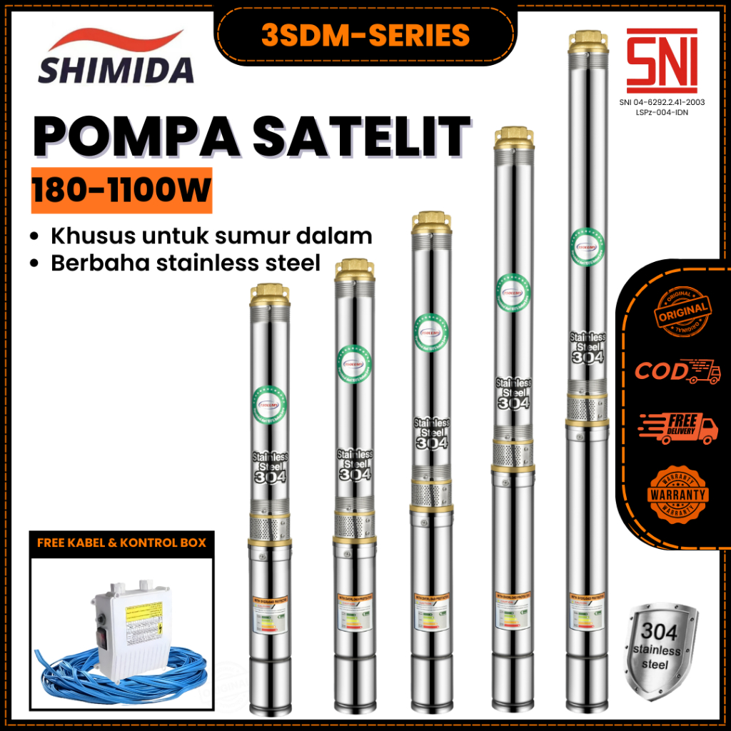 Tsolumy Pompa Bor Sumur Dalam Satelit 3SDM Series 250–1100 Stainless Steel 304 Pompa Satelit