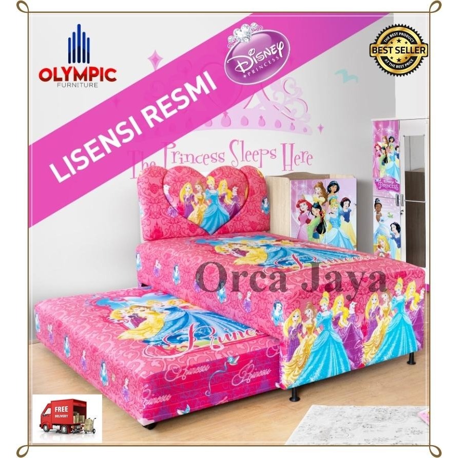 DROP ONLY JABODETABEK Spring Bed 2 In 1 Karakter Princess/Kasur Sorong Olympic Uk.120X200