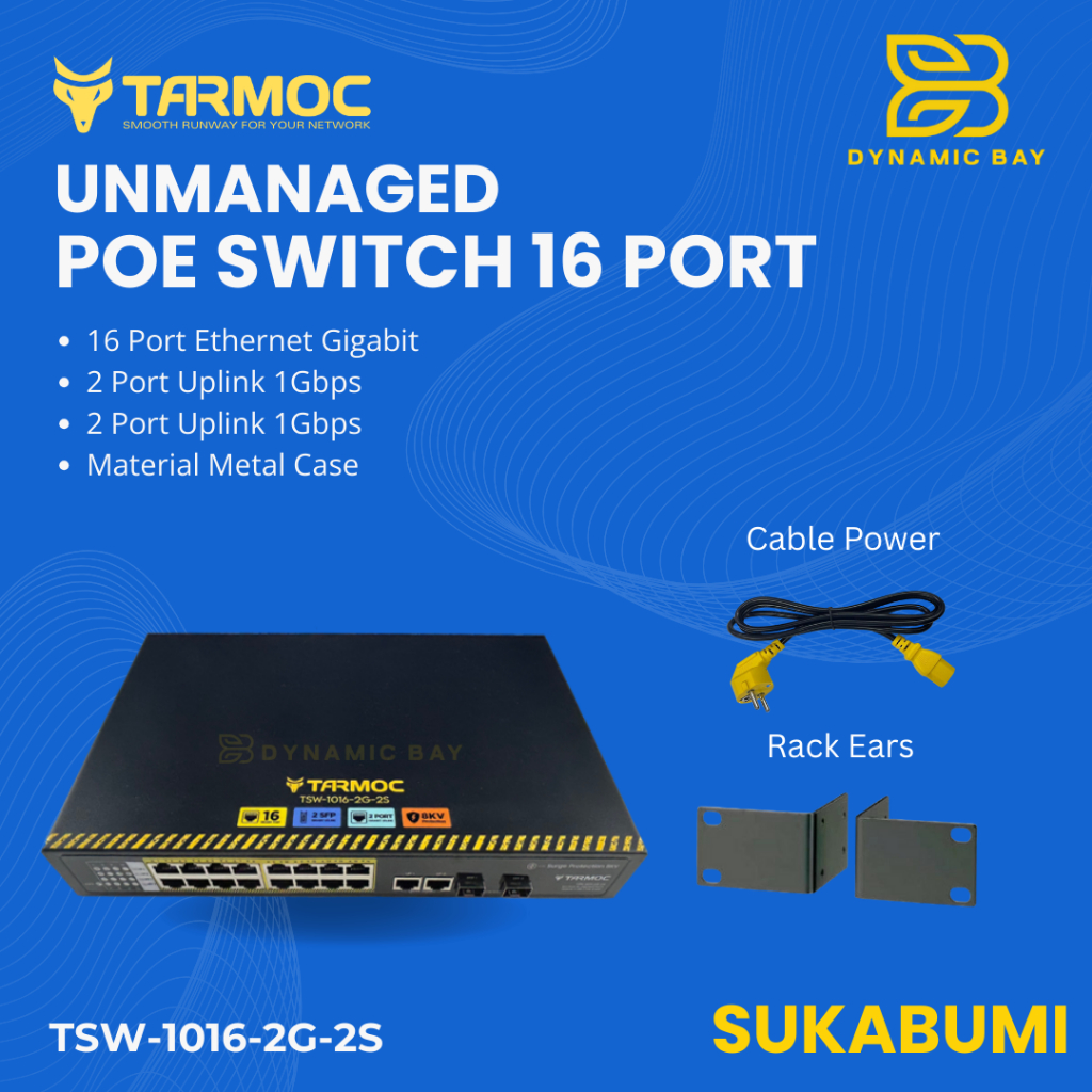 Tarmoc TSW-1016-2G-2S Gigabit 1U Switch Unmanage 16 port Metal Case