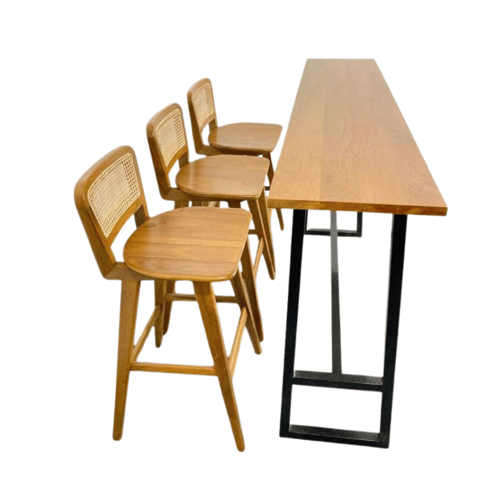 Meja & Kursi Bar Set Industrial Kayu Jati Solid Premium