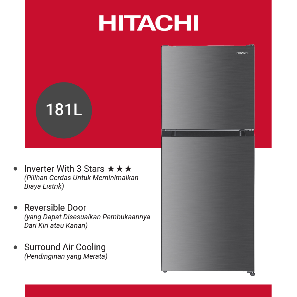 kulkas hitachi 2 pintu 181 L HRTN 5198 MDXID