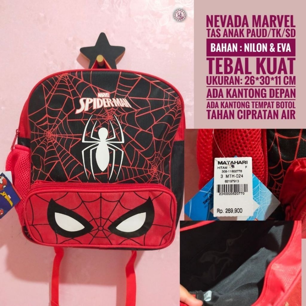Tas sekolah anak PAUD/SD nevada marvel BRANDED