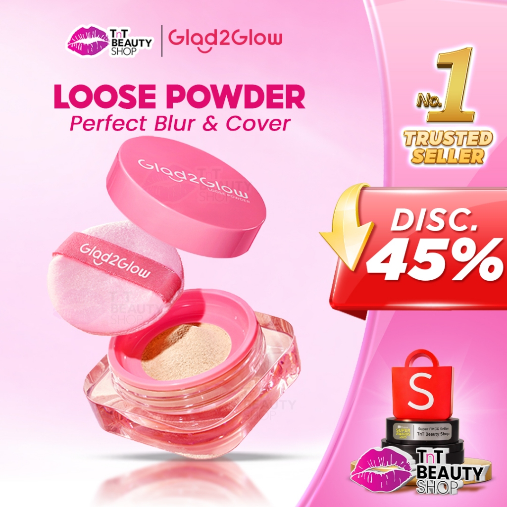 Glad2Glow Perfect Blur&Cover Loose Powder Finishing Kontrol Minyak Anti Luntur G2G | TnT Beauty Shop