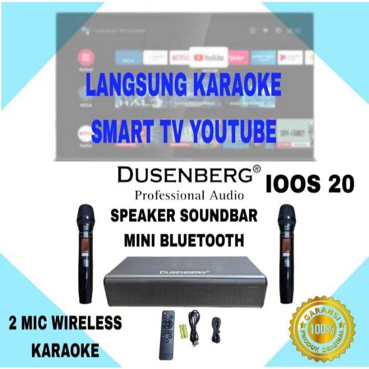 Speaker Dusenberg ioos 20 Mini Soundbar Karaoke Smart Tv, Hp, Bluetooth, 2 Mic Wireless