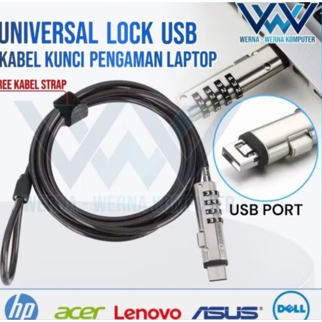 KUNCI LAPTOP PIN/Lok kabel kunci pengaman laptop