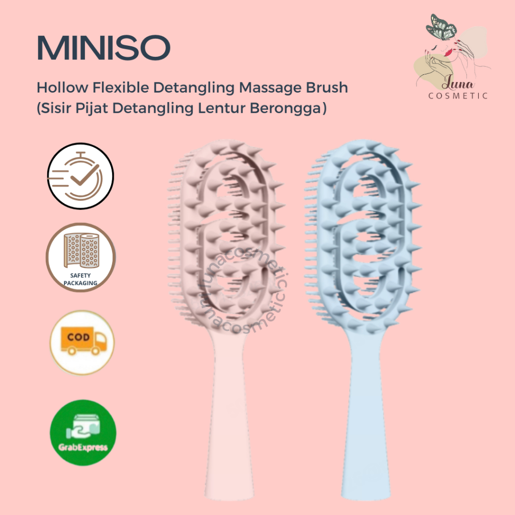 Miniso Hollow Flexible Detangling Massage Brush (Sisir Pijat Detangling Lentur Berongga)