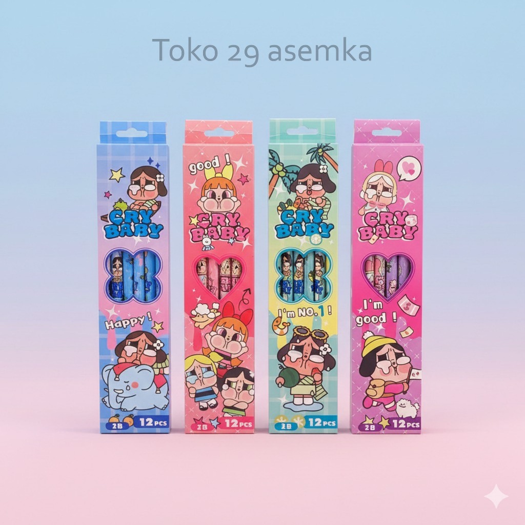 PENSIL 2B CRYBABY POWER PUFF GIRLS 1 LUSIN PNS-2219 PENCIL ATK ALAT TULIS ANAK SEKOLAH GROSIR COD