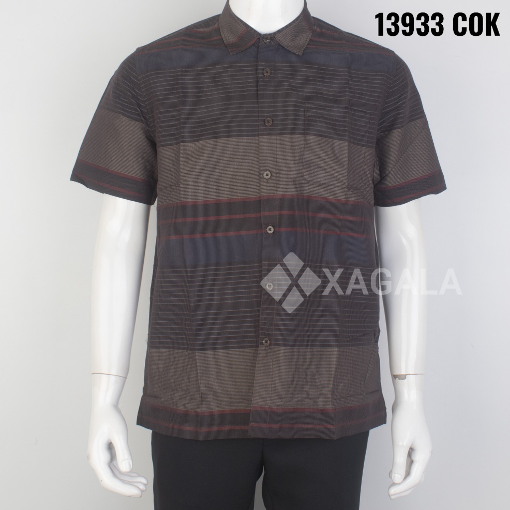 KEMEJA PENDEK EZIO ORIGINAL COKELAT ABU HITAM KEMEJA PRIA MODERN PREMIUM LENGAN PENDEK MOTIF