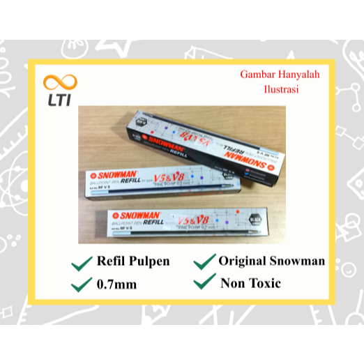 [ PCS ] SNOWMAN Refill Pulpen V5 V8 Semi Gel Tinta Terang 0.7mm Biru  - ( PAHE ) PAKET HEMAT