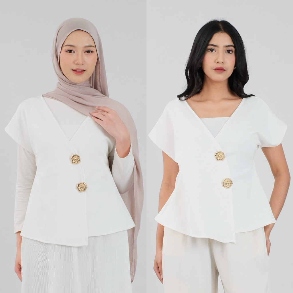 Looks Label Aurelie Top | Aurelie Vest | Gold Buttons Vest | Atasan Kancing Emas | Baju Lebaran