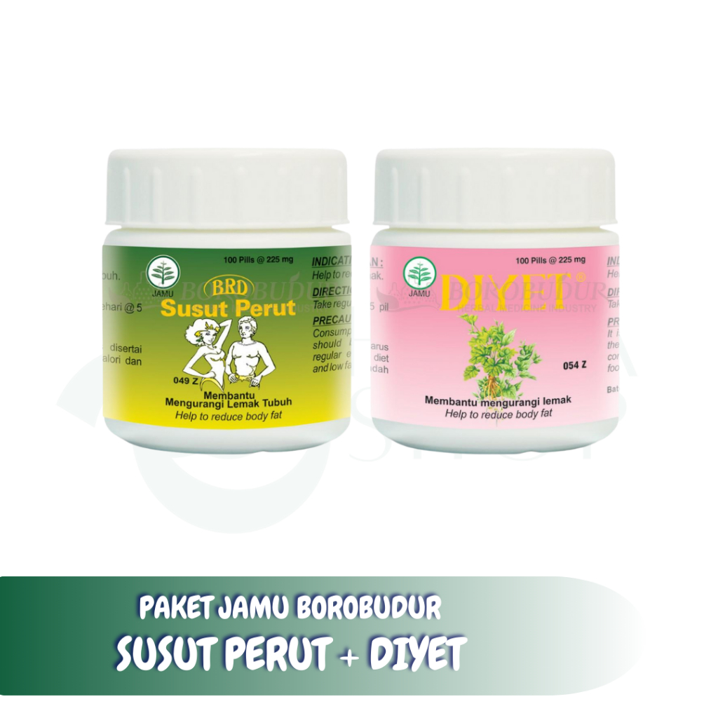 Paket Pelangsing Badan DIYET dan SUSUT PERUT BOROBUDUR masing-masing berisikan 100 pil