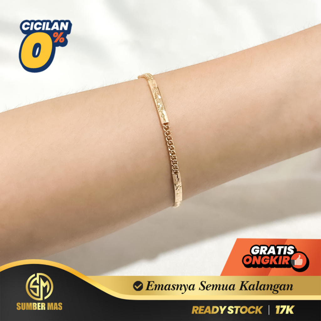 SUMBER MAS - Gelang Rante Emas Plat Mini Fashion 17K