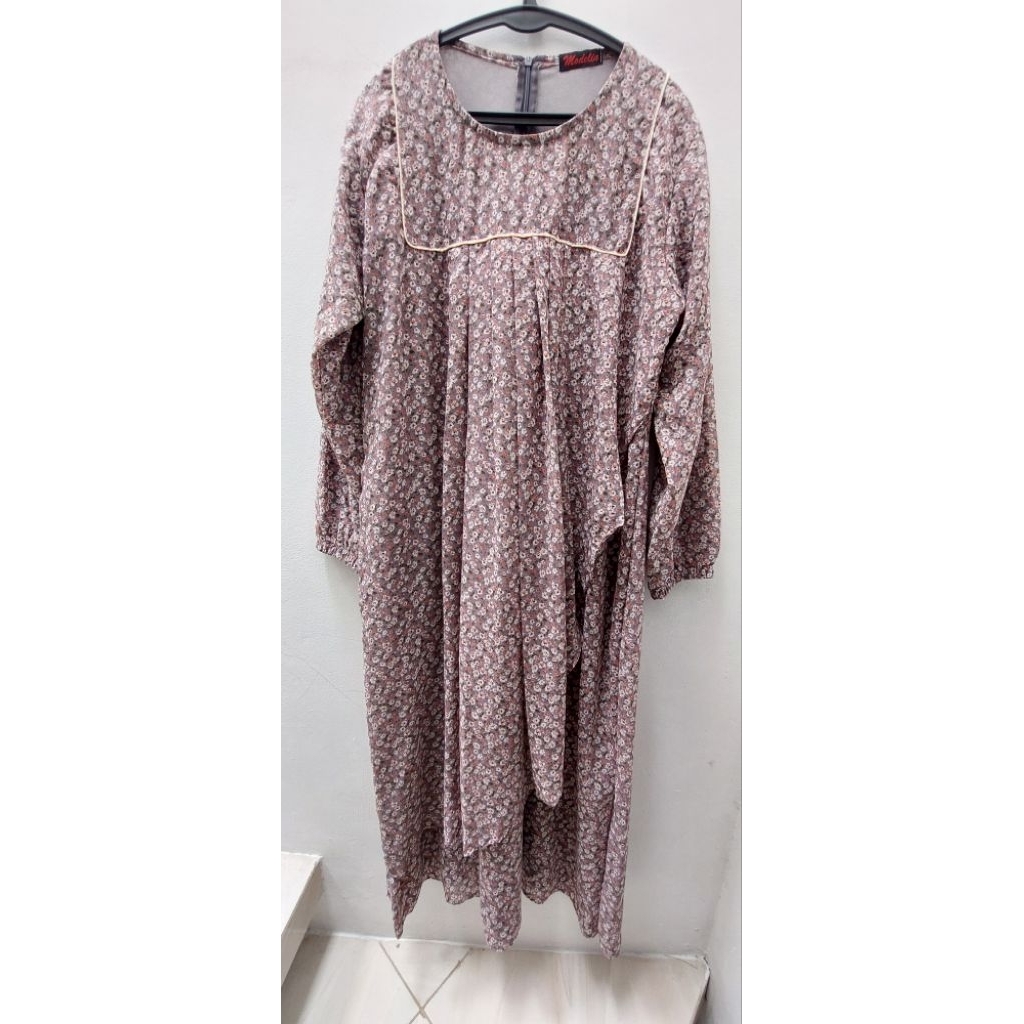 [Detail lihat video] PRELOVED GAMIS DRESS MIDI DRESS CERUTY BUNGA KECIL