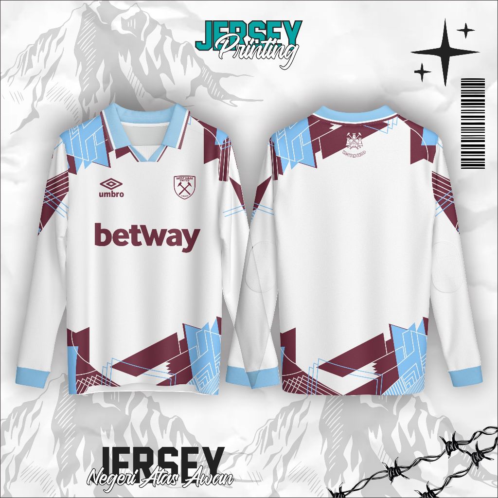 JERSEY BOLA WEST HAM UNITED RETRO GAYA CLASSIC PREMIUM