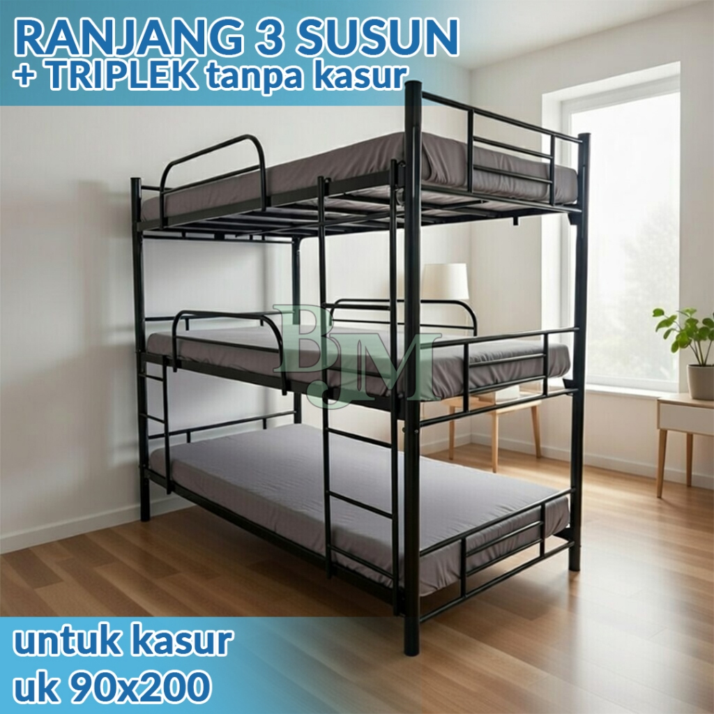 RANJANG 3 SUSUN + TRIPLEK RANJANG TINGKAT RANJANG 3 SUSUN RANJANG BESI BUNKBED