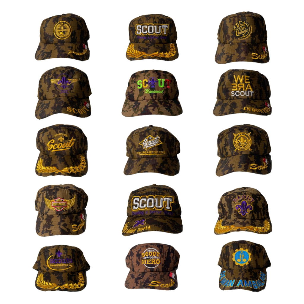 Topi Pramuka Topi Loreng Scout Bordir Loreng Pramuka kualitas top