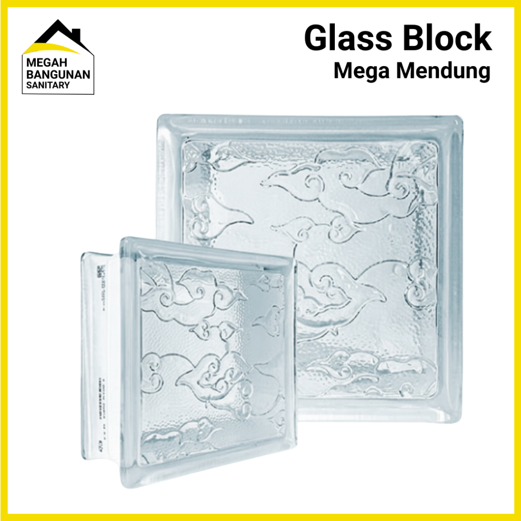 Glass Block Dinding Mega Mendung 19X19X9.5 CM Glass Blok Kaca Pengiriman Instan