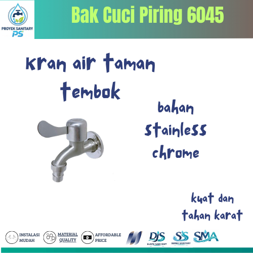 Kran Air Taman Engkol Chrome - Kran Taman Putar Chrome