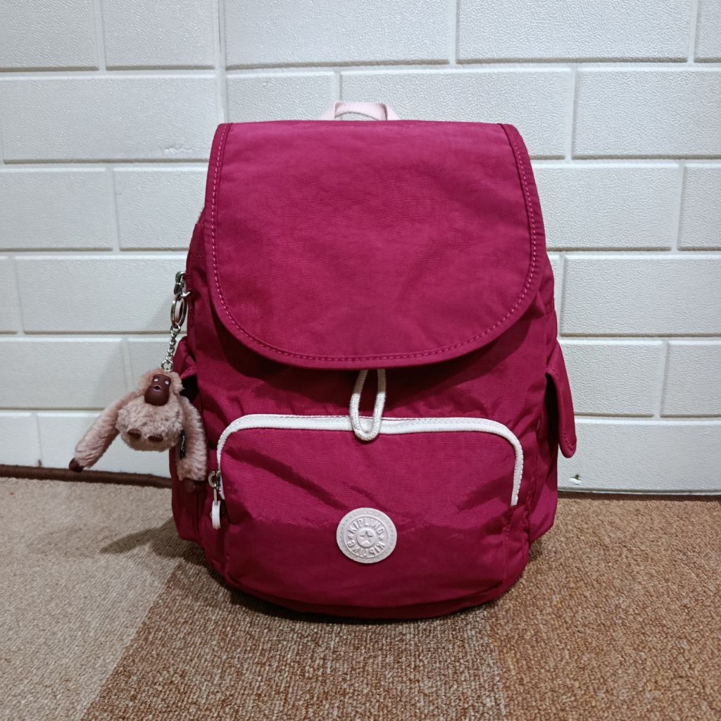 Tas Kipling City Pack S Backpack Original Fuschia Pink White Ransel Kecil Wanita Daily Bag Campus