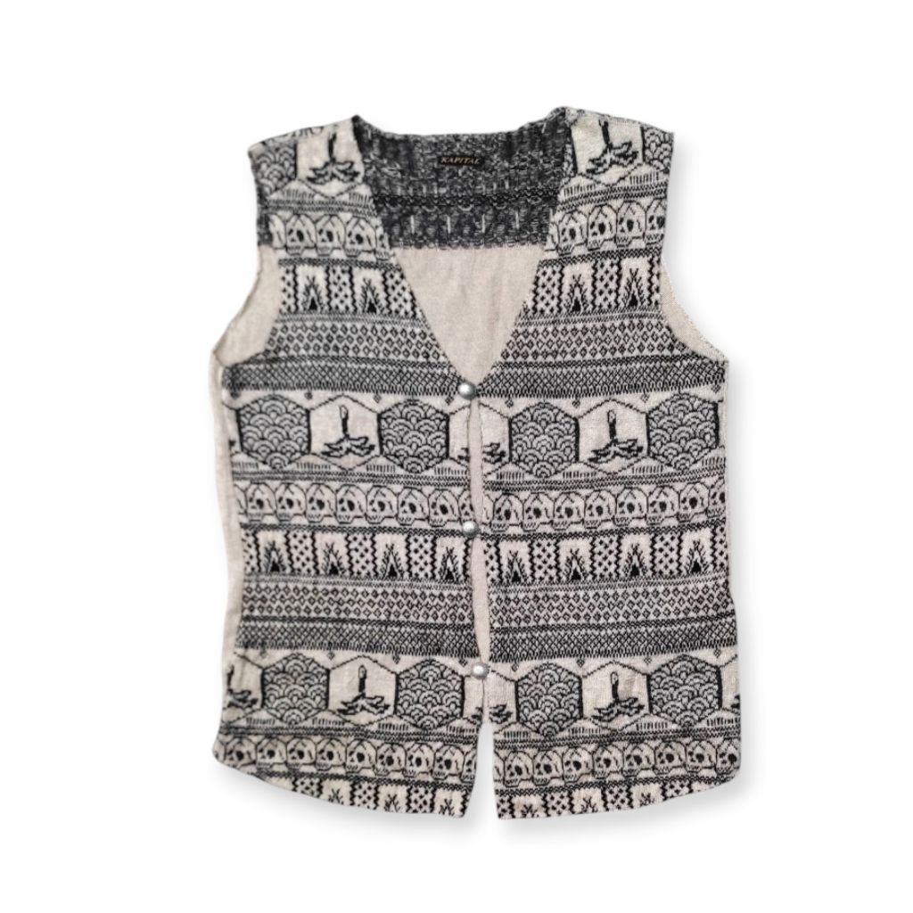 Kapital Knit Pattern Button Vest