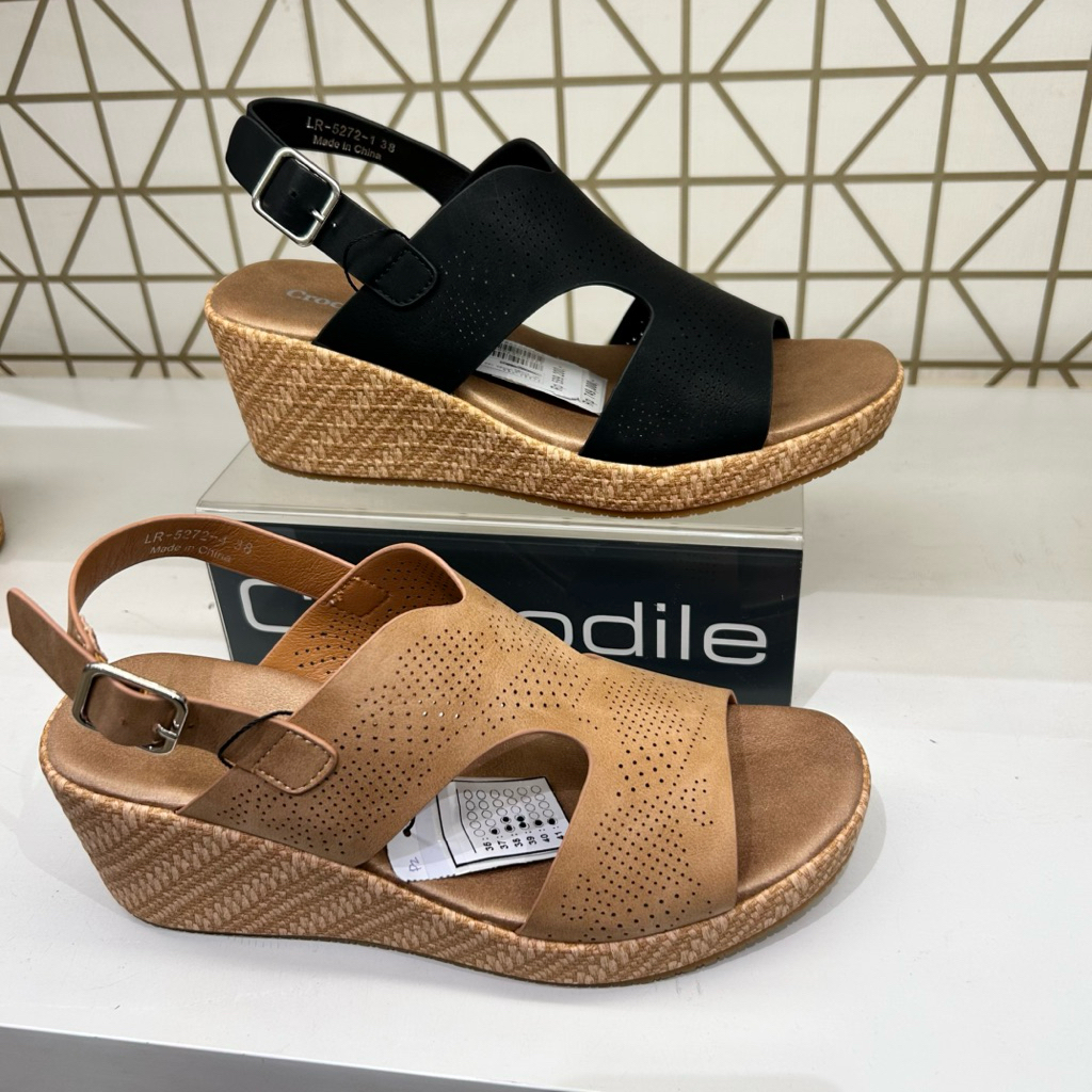 sandal wanita slingback wedges 7cm CROCODILE original