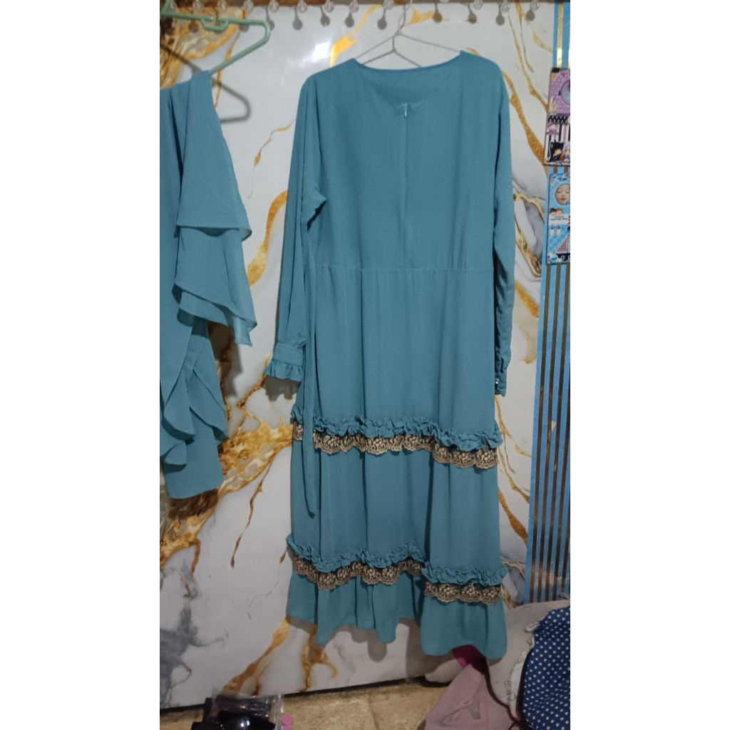 Gamis Ceruti Renda set hijab Anak 11 TH
