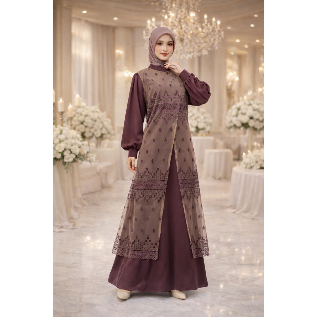 Dress Brokat Adiba GAMIS Brukat LEBARAN PESTA SYARI MUSLIM KONDANGAN Mewah Remaja Wanita Dewasa