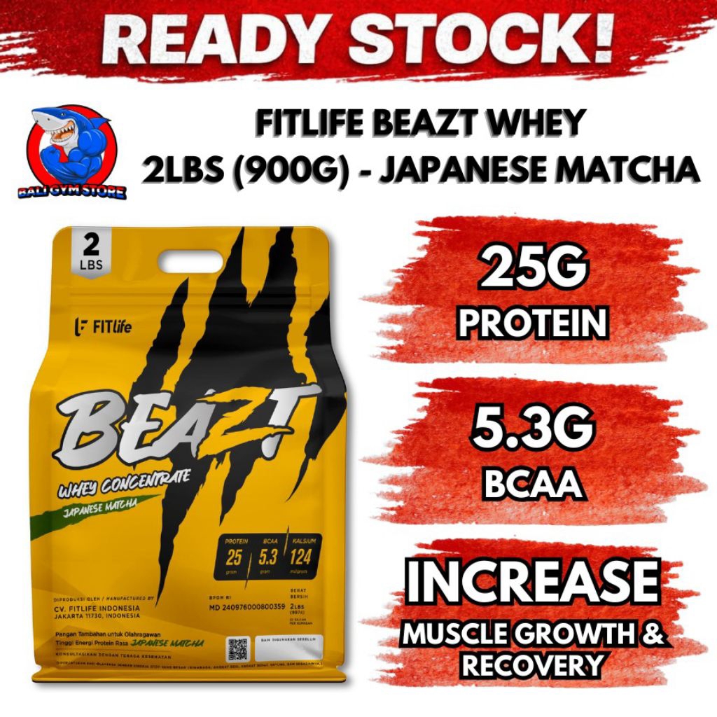Fitlife BEAZT Whey Concentrate 2lbs WPC 80 Susu Tinggi Protein Mendukung Pertumbuhan dan Pemulihan O