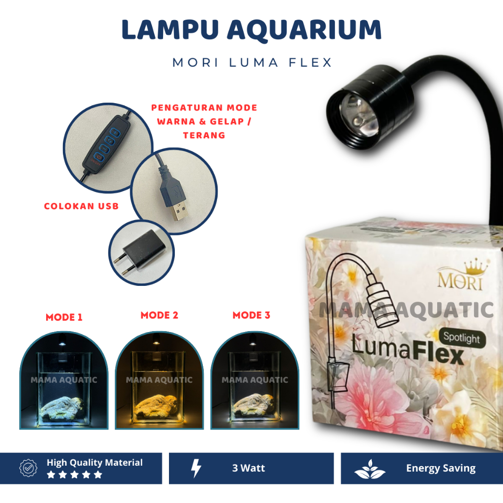 Lampu Sorot Aquarium 3 Mode Lampu LED Spotlight MORI Luma FLEX