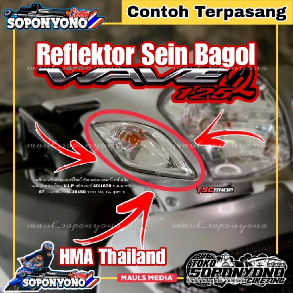 +¥¤£ {TERMURAH}| REFLEKTOR SEIN BAGOL MODEL CLEAR BY HMA ORIGINAL THAILAND FOR WAVE125S/i KARISMA BA