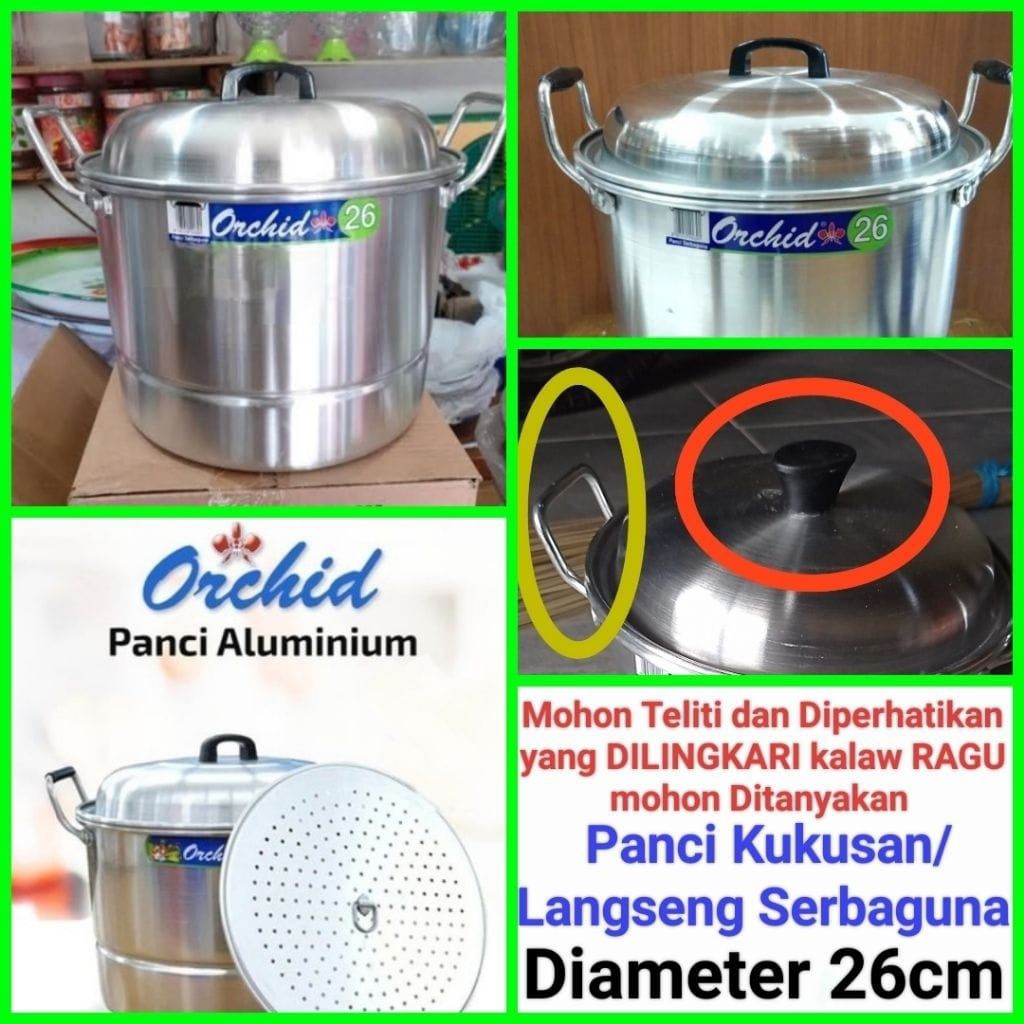 langseng nasi panci kukusan panci langseng panci sarangan serbaguna Diameter 26cm ORCHID