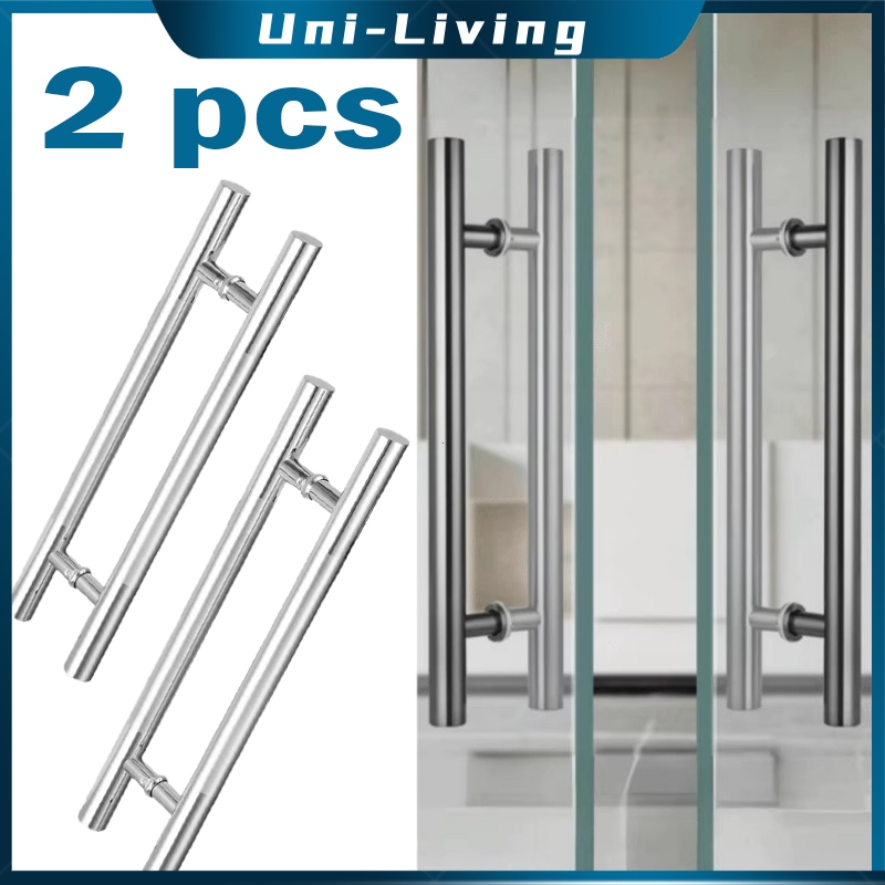[2pcs] Handle Pintu Baut Tembus Kaca Pull Handle Pintu Kaca Stainless Steel Handel Pintu Rumah Panja
