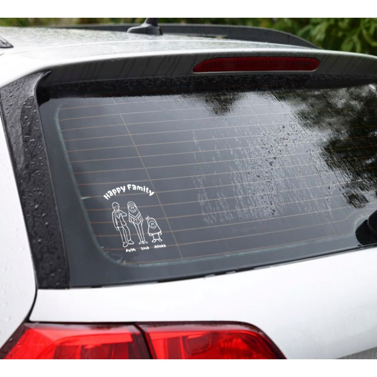 Stiker Cutting Happy family untuk kaca mobil dan lain lain