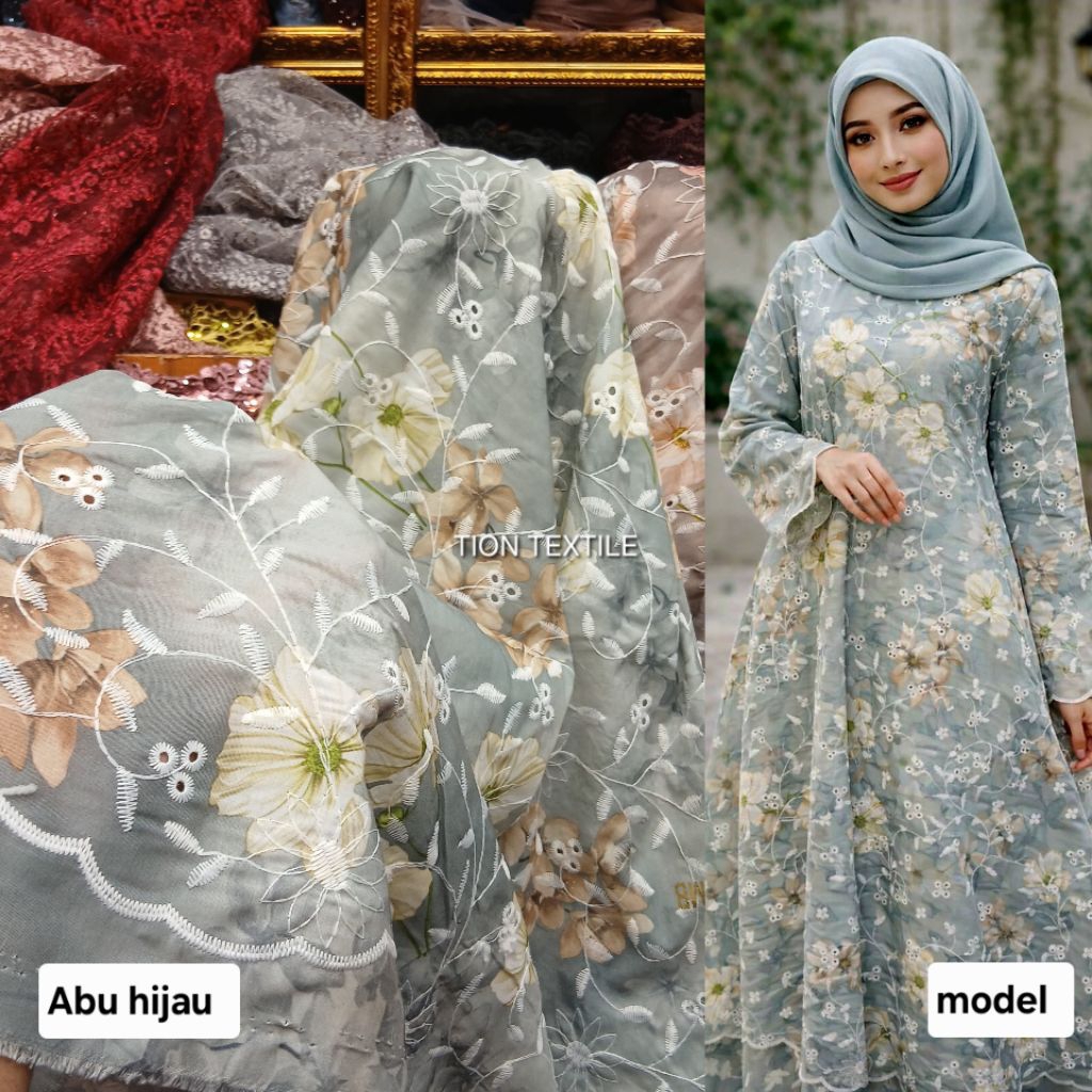 Kain bahan katun bordir bolong halus / Kain katun bordir bolong import